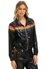 Carregar imagem no visualizador da galeria, 5 STRIPE WINDBREAKER - BLACK GLOSSY Women's Outerwear Aviator Nation