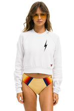 Carregar imagem no visualizador da galeria, BOLT 2 CROPPED CREW SWEATSHIRT - WHITE // BLACK Sweatshirt Aviator Nation