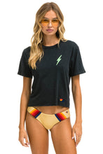 Load image into Gallery viewer, BOLT EMBROIDERY BOYFRIEND TEE - CHARCOAL // MINT Boyfriend Tee Aviator Nation