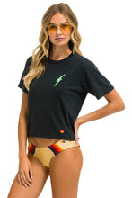 Load image into Gallery viewer, BOLT EMBROIDERY BOYFRIEND TEE - CHARCOAL // MINT Boyfriend Tee Aviator Nation