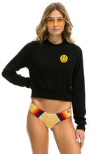 Carregar imagem no visualizador da galeria, BOLT SMILEY EMBROIDERY CROPPED CREW SWEATSHIRT - BLACK Sweatshirt Aviator Nation