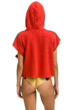 Last inn bildet i Galleri-visningsprogrammet, BOLT STRIPE SLEEVELESS RELAXED CROPPED PULLOVER HOODIE - RED Aviator Nation