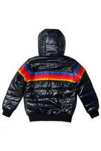 Cargar imagen en el visor de la galería, KIDS 5 STRIPE TREKKER JACKET - GLOSSY BLACK Kid's Outerwear Aviator Nation