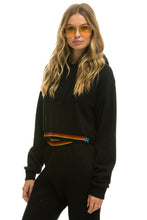 Load image into Gallery viewer, LOGO STRIPE RELAXED CROP PULLOVER HOODIE - BLACK Hoodie Aviator Nation