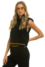 Cargar imagen en el visor de la galería, LOGO STRIPE RELAXED CROP PULLOVER HOODIE - BLACK Hoodie Aviator Nation