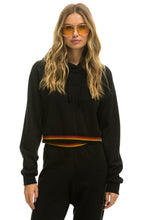 Load image into Gallery viewer, LOGO STRIPE RELAXED CROP PULLOVER HOODIE - BLACK Hoodie Aviator Nation
