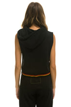 Cargar imagen en el visor de la galería, LOGO STRIPE RELAXED CROP PULLOVER HOODIE - BLACK Hoodie Aviator Nation