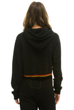Load image into Gallery viewer, LOGO STRIPE RELAXED CROP PULLOVER HOODIE - BLACK Hoodie Aviator Nation