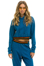 Carregar imagem no visualizador da galeria, LOGO STRIPE RELAXED CROP PULLOVER HOODIE - CARIBBEAN Hoodie Aviator Nation