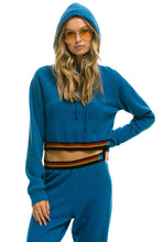 Carregar imagem no visualizador da galeria, LOGO STRIPE RELAXED CROP PULLOVER HOODIE - CARIBBEAN Hoodie Aviator Nation