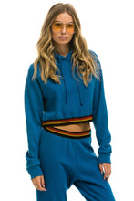 Carregar imagem no visualizador da galeria, LOGO STRIPE RELAXED CROP PULLOVER HOODIE - CARIBBEAN Hoodie Aviator Nation
