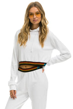 Carregar imagem no visualizador da galeria, LOGO STRIPE RELAXED CROP PULLOVER HOODIE - WHITE Hoodie Aviator Nation