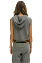 Carregar imagem no visualizador da galeria, LOGO STRIPE RELAXED SLEEVELESS CROP PULLOVER HOODIE - HEATHER GREY Hoodie Aviator Nation
