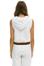 Carregar imagem no visualizador da galeria, LOGO STRIPE RELAXED SLEEVELESS CROP PULLOVER HOODIE - WHITE Hoodie Aviator Nation
