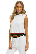 Carregar imagem no visualizador da galeria, LOGO STRIPE SLEEVELESS CROP PULLOVER HOODIE - WHITE Hoodie Aviator Nation