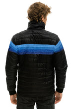 Load image into Gallery viewer, 4 STRIPE RAINBOW SLEEVE JACKET - GLOSSY BLACK // BLUE Men&#39;s Outerwear Aviator Nation