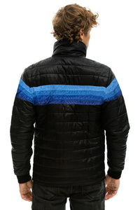 4 STRIPE RAINBOW SLEEVE JACKET - GLOSSY BLACK // BLUE Men's Outerwear Aviator Nation