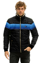 Load image into Gallery viewer, 4 STRIPE RAINBOW SLEEVE JACKET - GLOSSY BLACK // BLUE Men&#39;s Outerwear Aviator Nation