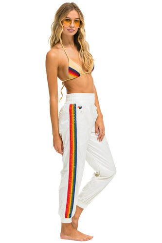 5 STRIPE HI RISE WIND PANT - VINTAGE WHITE Women's Sweatpants Aviator Nation