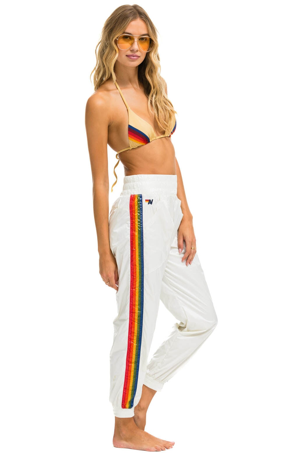 5 STRIPE HI RISE WIND PANT - VINTAGE WHITE Women's Sweatpants Aviator Nation