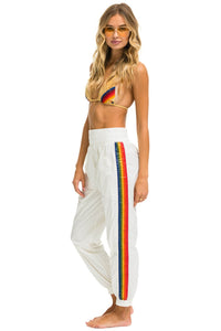 5 STRIPE HI RISE WIND PANT - VINTAGE WHITE Women's Sweatpants Aviator Nation