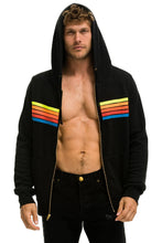 Cargar imagen en el visor de la galería, 5 STRIPE HOODIE - BLACK // NEON RAINBOW Hoodie Aviator Nation