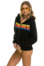 Cargar imagen en el visor de la galería, 5 STRIPE HOODIE - BLACK // NEON RAINBOW Hoodie Aviator Nation