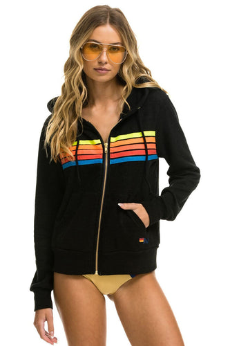 5 STRIPE HOODIE - BLACK // NEON RAINBOW Hoodie Aviator Nation