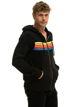 Cargar imagen en el visor de la galería, 5 STRIPE HOODIE - BLACK // NEON RAINBOW Hoodie Aviator Nation