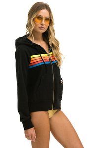 5 STRIPE HOODIE - BLACK // NEON RAINBOW Hoodie Aviator Nation