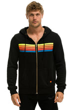 Cargar imagen en el visor de la galería, 5 STRIPE HOODIE - BLACK // NEON RAINBOW Hoodie Aviator Nation