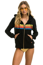 Cargar imagen en el visor de la galería, 5 STRIPE HOODIE - BLACK // NEON RAINBOW Hoodie Aviator Nation