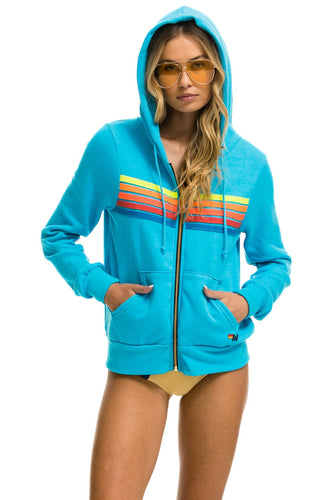 5 STRIPE HOODIE - NEON BLUE // NEON RAINBOW Hoodie Aviator Nation