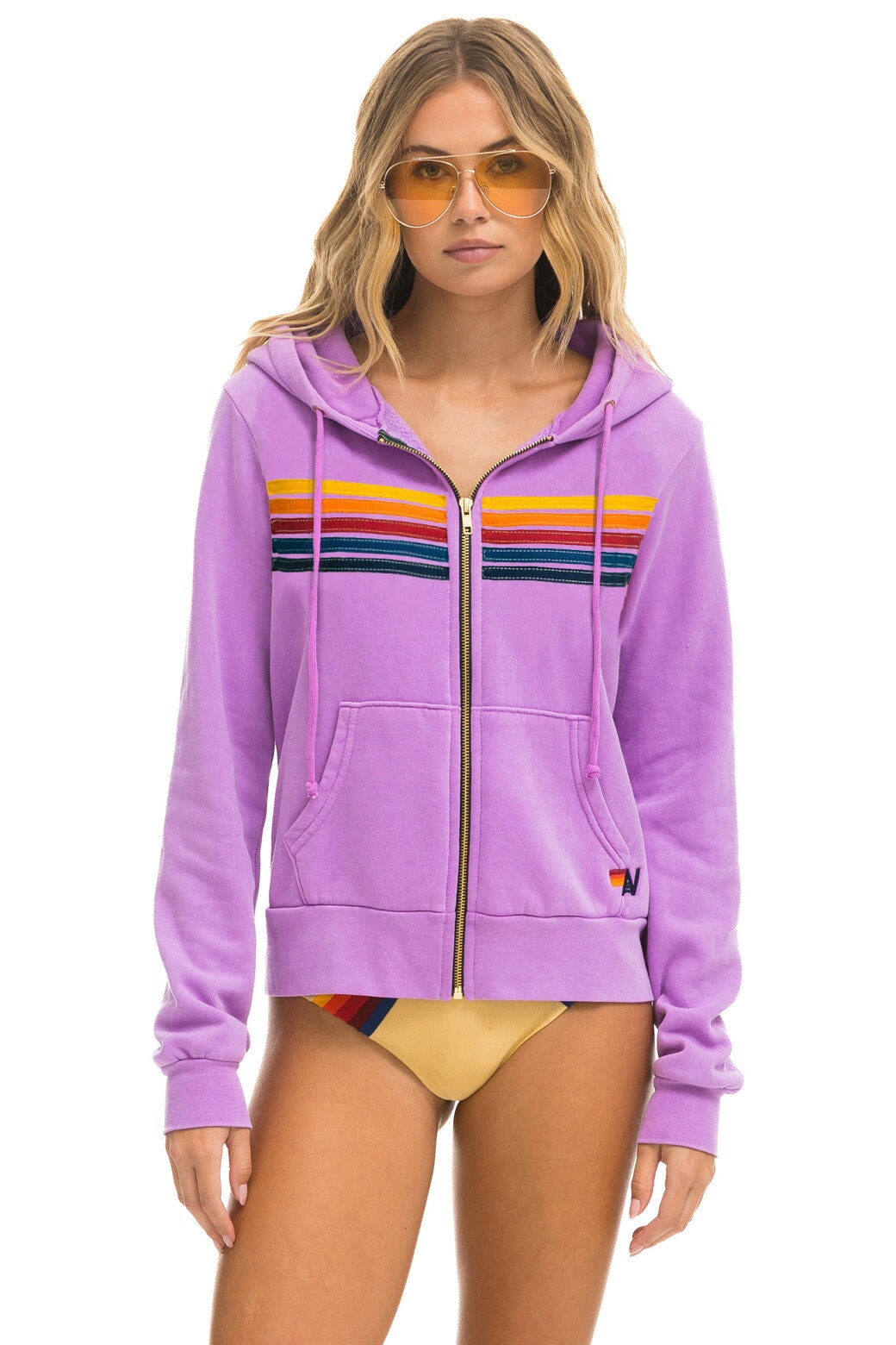 5 STRIPE HOODIE - NEON PURPLE Hoodie Aviator Nation