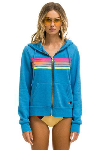 5 STRIPE HOODIE - OCEAN // NEON PINK // YELLOW Hoodie Aviator Nation