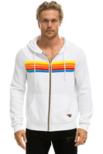 Load image into Gallery viewer, 5 STRIPE HOODIE - WHITE // NEON RAINBOW Hoodie Aviator Nation