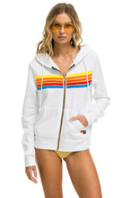 Load image into Gallery viewer, 5 STRIPE HOODIE - WHITE // NEON RAINBOW Hoodie Aviator Nation