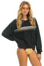 Load image into Gallery viewer, 5 STRIPE RELAXED CREW SWEATSHIRT - CHARCOAL // GREY Sweatshirt Aviator Nation