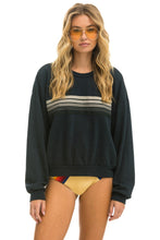 Load image into Gallery viewer, 5 STRIPE RELAXED CREW SWEATSHIRT - CHARCOAL // GREY Sweatshirt Aviator Nation