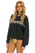 Load image into Gallery viewer, 5 STRIPE RELAXED CREW SWEATSHIRT - CHARCOAL // GREY Sweatshirt Aviator Nation