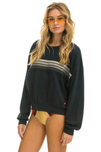 5 STRIPE RELAXED CREW SWEATSHIRT - CHARCOAL // GREY Sweatshirt Aviator Nation