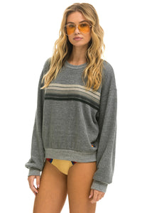 5 STRIPE RELAXED CREW SWEATSHIRT - HEATHER // GREY Sweatshirt Aviator Nation