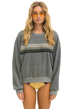 Load image into Gallery viewer, 5 STRIPE RELAXED CREW SWEATSHIRT - HEATHER // GREY Sweatshirt Aviator Nation