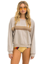 이미지를 갤러리 뷰어에 로드 , 5 STRIPE RELAXED CREW SWEATSHIRT - SAND // TAN Sweatshirt Aviator Nation