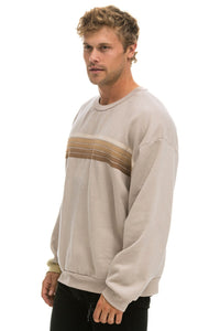 5 STRIPE RELAXED CREW SWEATSHIRT - SAND // TAN Sweatshirt Aviator Nation