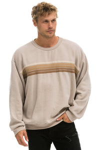 5 STRIPE RELAXED CREW SWEATSHIRT - SAND // TAN Sweatshirt Aviator Nation