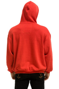 5 STRIPE RELAXED ZIP HOODIE - RED // NEON RAINBOW Hoodie Aviator Nation