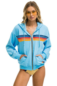 5 STRIPE RELAXED ZIP HOODIE - SKY 2 Hoodie Aviator Nation