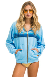 5 STRIPE RELAXED ZIP HOODIE - SKY BLUE Hoodie Aviator Nation