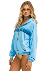 5 STRIPE RELAXED ZIP HOODIE - SKY BLUE Hoodie Aviator Nation